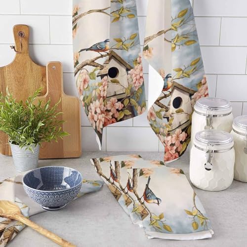 ZOE GARDEN Farmhouse Kitchen Towels Vine Leaves Print 2-Piece