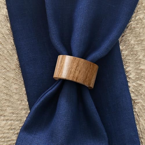 Stylish Acacia Napkin Rings Set of 6 for Weddings