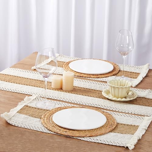 Denique Boho Placemats Set with Table Runner 13PCS Set