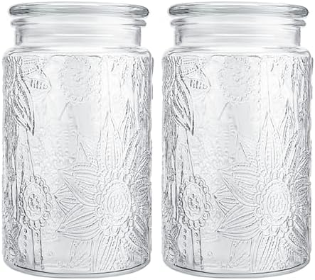 Adodeen 32oz Mason Jars 2-Pack with Sunflower Caroo Canisters