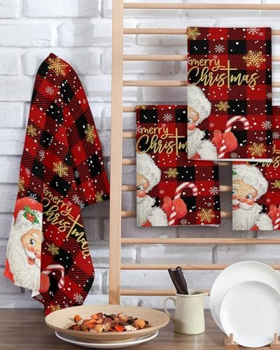 Holiday Christmas Santa Hand Towels