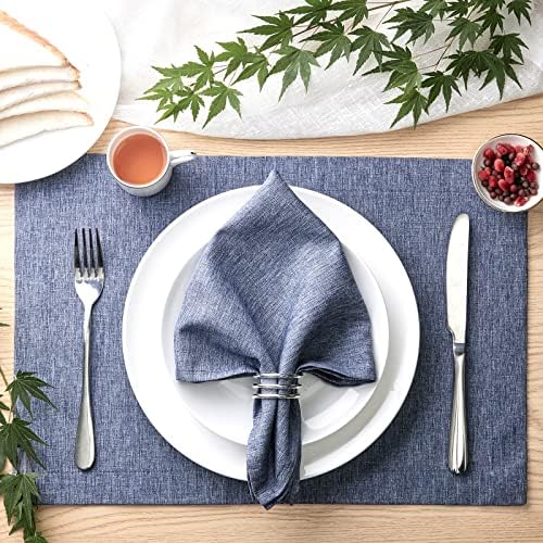 Mebakuk Cloth Placemats Machine Washable Denim Blue Place Mats for Kitchen Use