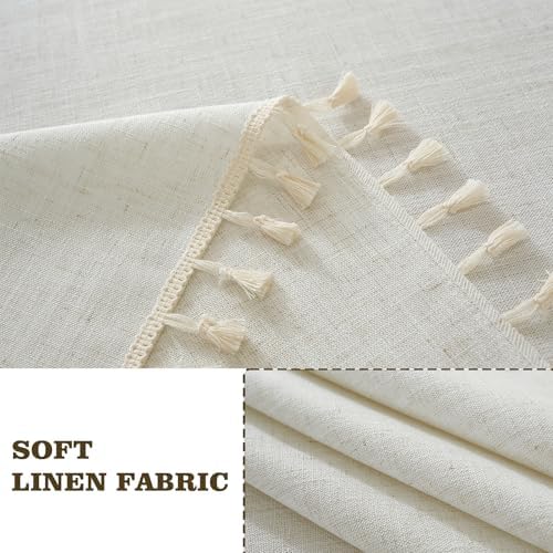 Alsoo 55x106 Tablecloth Heavy Duty Waterproof Ivory with Tassel