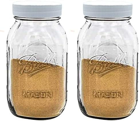 Pack of 2 32 oz Zestier Mason Jars with White lids