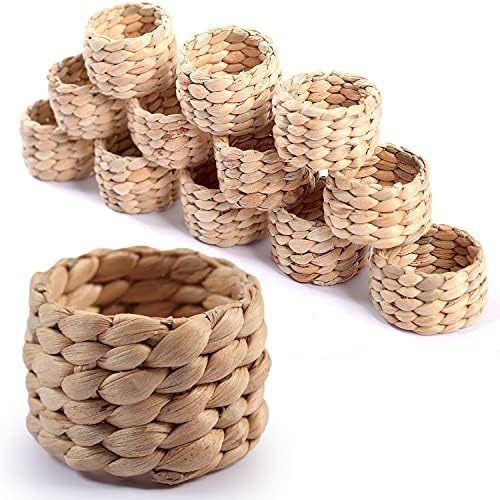 Water Hyacinth Napkin Rings Set of 12 Rustic Braided Design