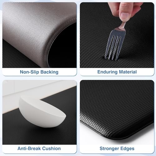 Premium Stain-Resistant Anti-Fatigue Kitchen Rugs Set