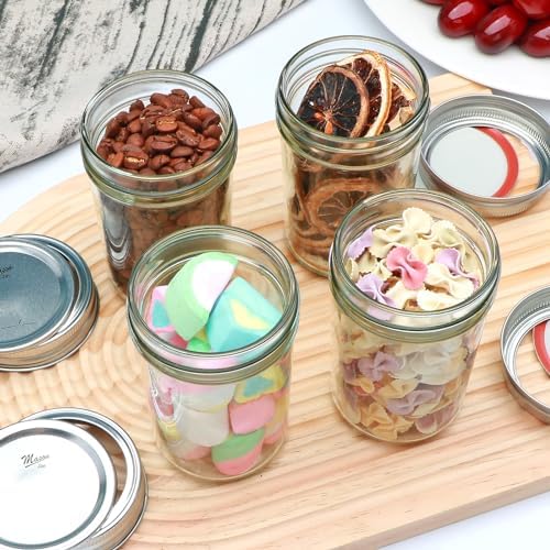 Mason Jars 8 oz Set of 30 Regular Mouth Airtight Lids BPA Free