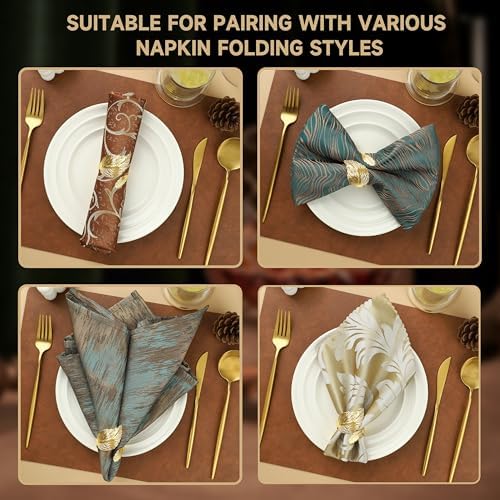 12 Joyful Napkin Rings Elegant Gold Leaf Napkins for Every Occasion
