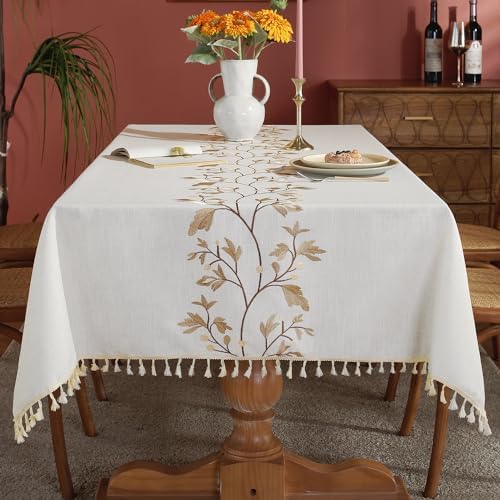Beveled-Edge Waterproof Cotton Linen Tablecloth