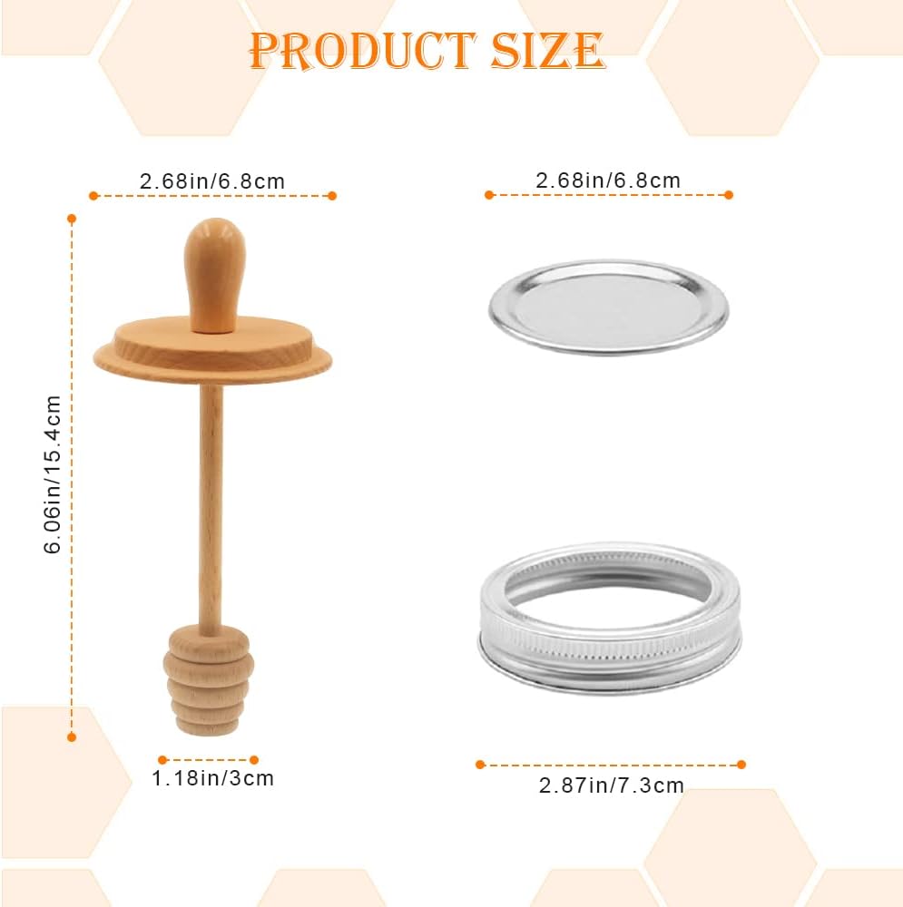 Honey Dipper Wooden Mason Jar 2PCS Set