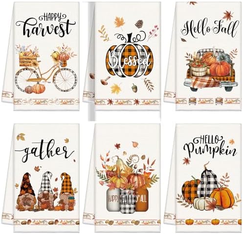Ganeen 6pcs Happy Fall Kitchen Towels Set