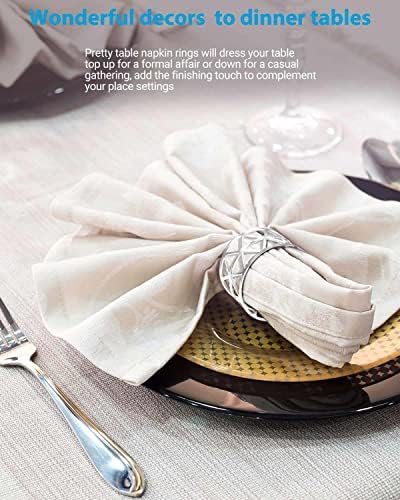 12 Pack Napkin Rings Silver Design for Weddings Dinners Parties Christmas Silver