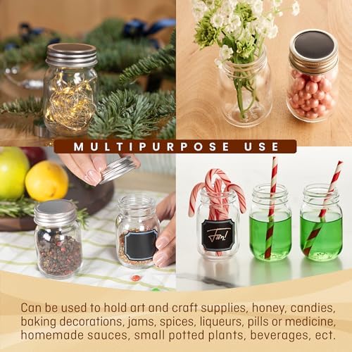 Mini Mason Jars with Chalkboard Labels Lids 12 Pack