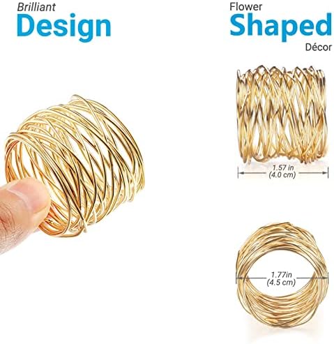 Twisted Wire Mesh Napkin Rings Holders Gold 12pcs Set