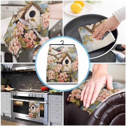 ZOE GARDEN Farmhouse Kitchen Towels Vine Leaves Print 2-Piece