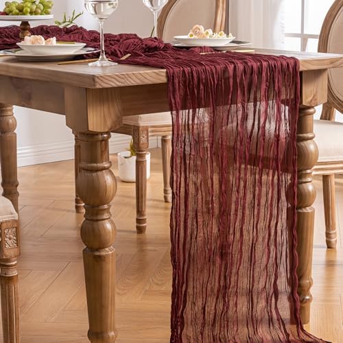 Elegant 2-Pack Burgundy Table Runner for Weddings and Parties