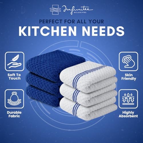 Premium 100 Cotton Kitchen Towels - Ultra Soft Absorbent 15x25 Inch Dish Towels