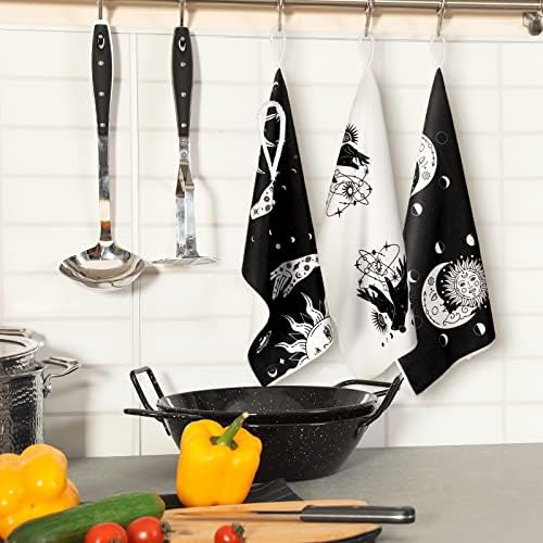 6-Piece Skull Kitchen Towels Halloween Accessories Turquoise Navy and BlueGold