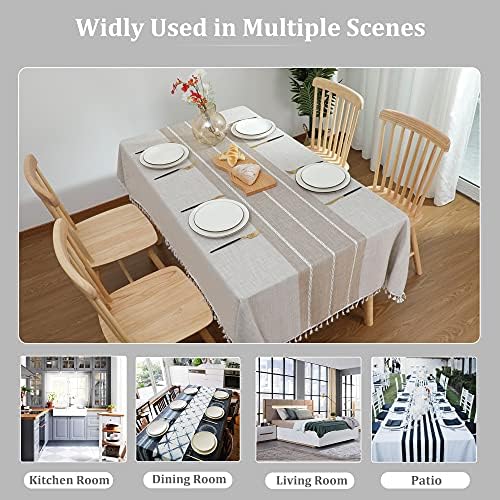 Laolitou Rustic Tablecloth Cotton Linen Waterproof Cloth for Home Kitchen 55x102