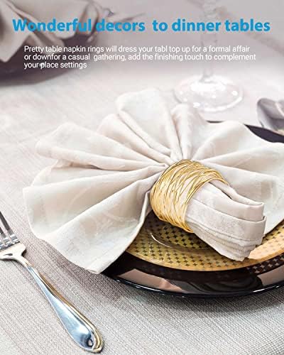 Twisted Wire Mesh Napkin Rings Holders Gold 12pcs Set