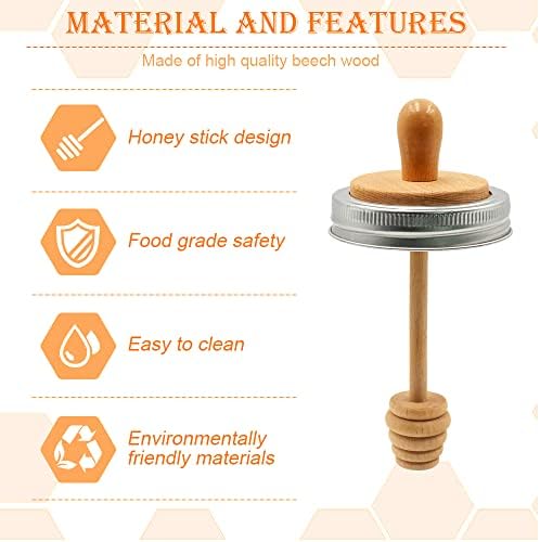 Honey Dipper Wooden Mason Jar 2PCS Set