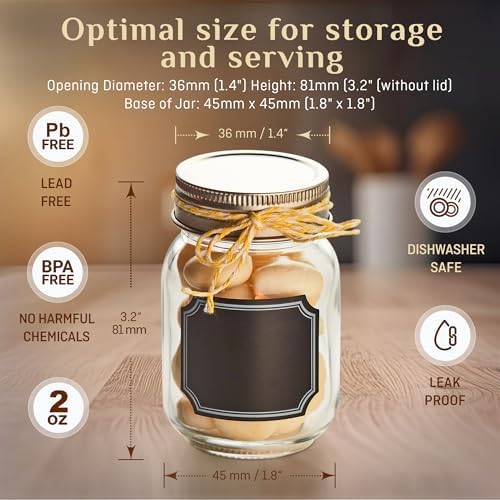 Mini Mason Jars with Chalkboard Labels Lids 12 Pack