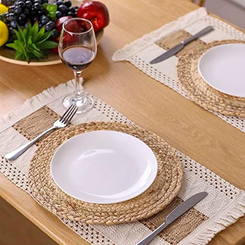 Natural Boho Placemats Set - Rustic Durable for Home Use