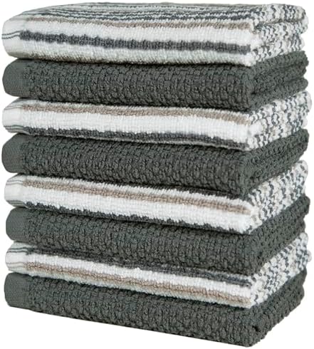Bumble Premium Dish Cloths 12x12 Soft Absorbent Natural Cotton Reusable 8-Pack
