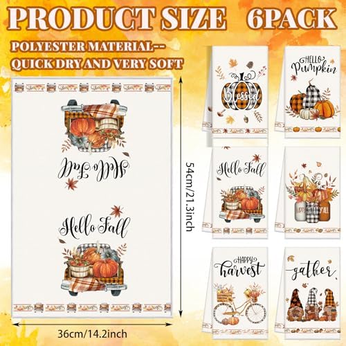 Ganeen 6pcs Happy Fall Kitchen Towels Set