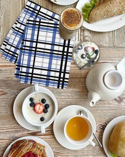 Habitucy Blue Black Plaid Hand Towels Set Retro Farmhouse Kitchen