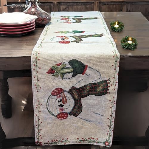 Elegant Winter Table Runner - Festive Snowman Design