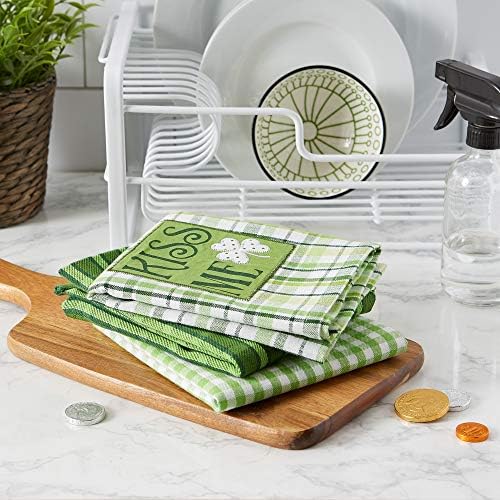 St Patricks Day 100 Cotton Dishtowel Set with Embroidered Design