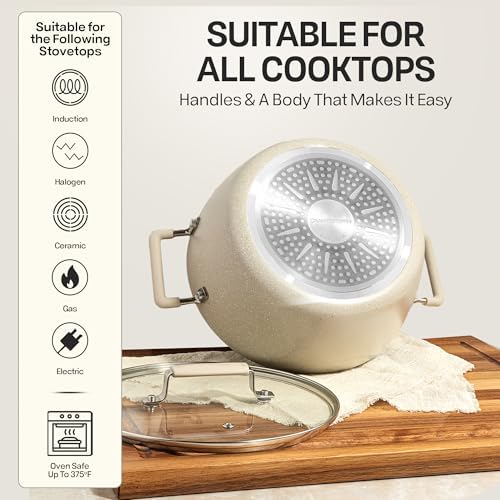 Granitestone Non-Stick Pots Set for Kitchen Mastery Space-Saving Durable