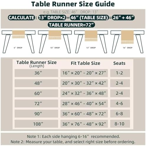 FEXIA Boho Rustic Table Runner 72-Inch for Home Special Events