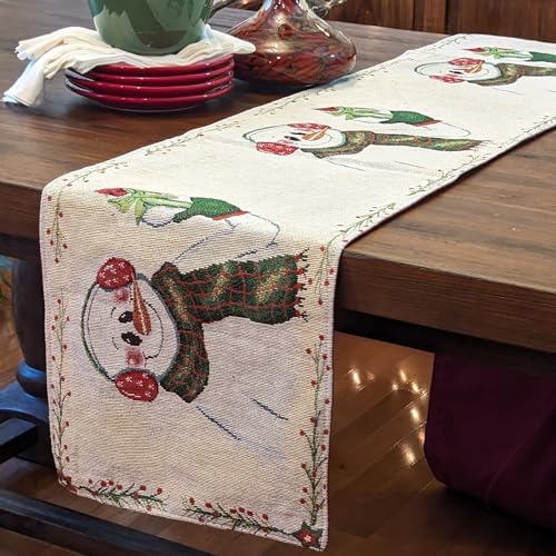 Elegant Winter Table Runner - Festive Snowman Design