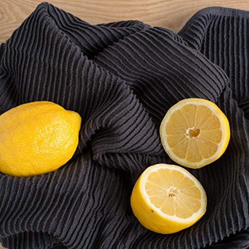 Now Designs Ripple Kitchen Towels Set of 2 Black - Declutter Your Kitchen Instantly