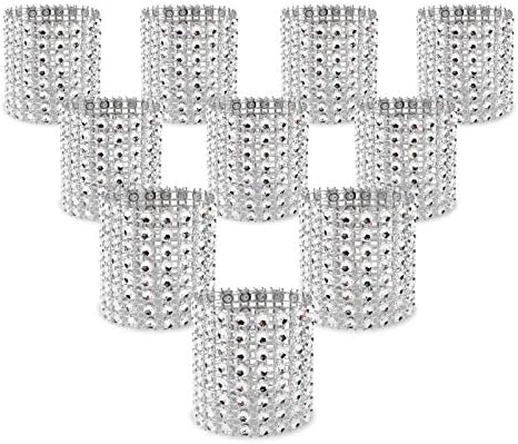 Elegant Rhinestone Napkin Rings 120 Pack Silver Perfect for Weddings Parties