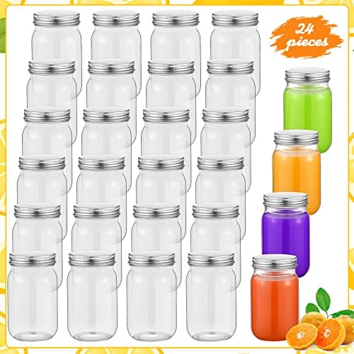 Gerrii 24-Piece 16 oz Clear Plastic Mason Jars