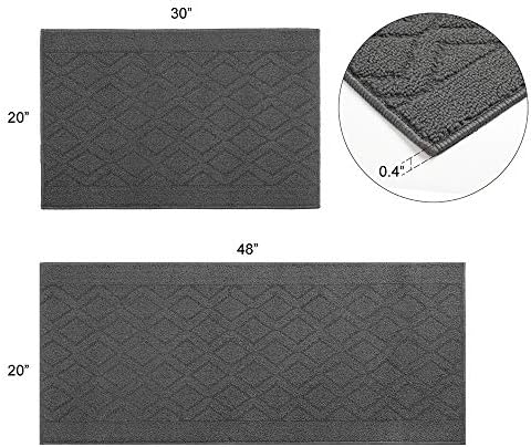 COSY HOMEER 48x20 Inch Kitchen Rug Mat Set Grey