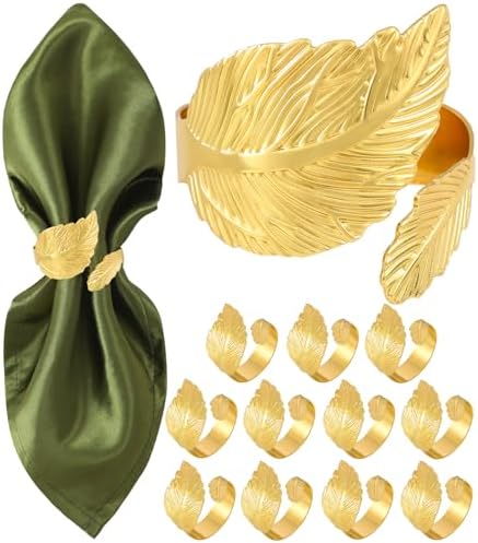 12 Joyful Napkin Rings Elegant Gold Leaf Napkins for Every Occasion