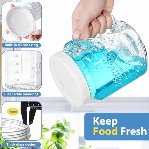 2 Pack 74 oz Glass Mason Jars with Wide Mouth