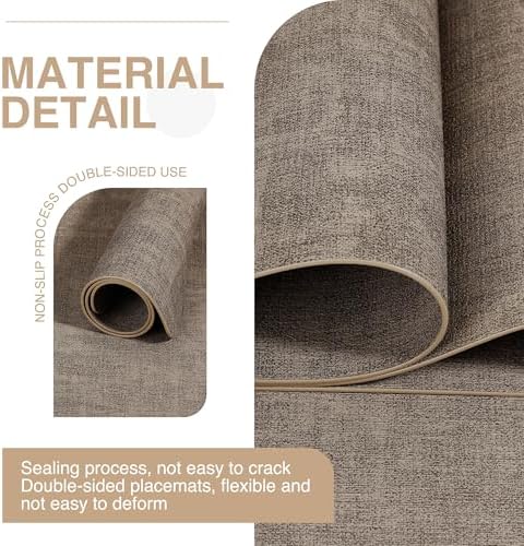NCUE Faux Leather Placemats Set of 6 Waterproof Heat Resistant