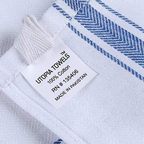 Utopia Towels Blue Dish Towels 6-Pack 15x25 100 Cotton Machine Washable