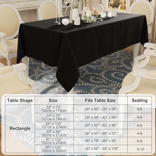 Smiry Waterproof Anti-Scratch Rectangle TableclothReusable 60x84Black