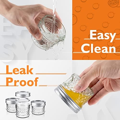 Asika Mini Glass Jars Canning Jars 4 oz With Lids