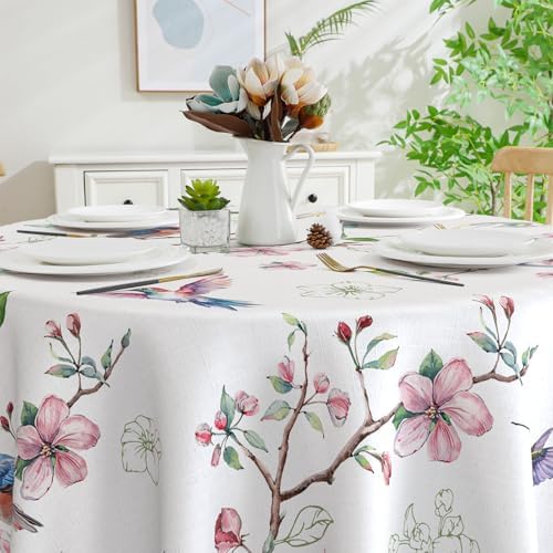 Spring Round Tablecloth 70 Inches - Water Resistant and Stylish