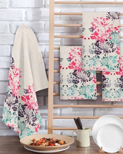 Multicolor Waffle Weave Dish Towel Set 2 Pieces