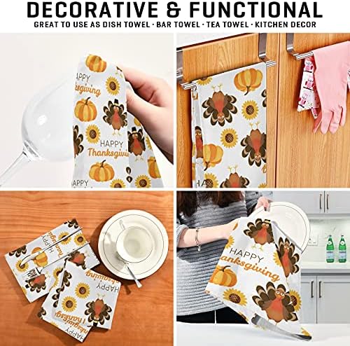 Perfect Thanksgiving Kitchen Set Soft Absorbent Turkey Sunflower Dish Towels