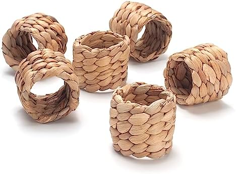 Handmade Water Hyacinth Napkin Rings Set of 6
