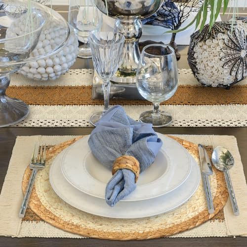 Xuhal Boho Table Runner Set - farmhouse style with tassels